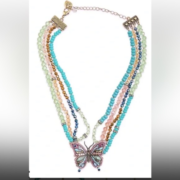 Betsey Johnson Jewelry - Multistrand Turquoise & Pastel Butterfly Necklace. ISO